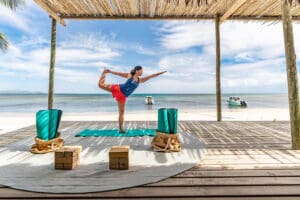 Yoga right next to the beach. 