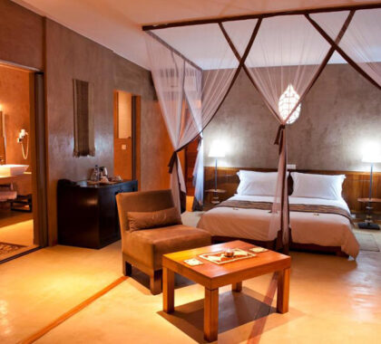 Enjoy the tranquil rooms at Isalo Rock Lodge. 