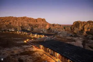 Exterior view of Isalo Rock Lodge. 