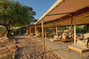Kokoko Camp open-fronted main lounge area.
