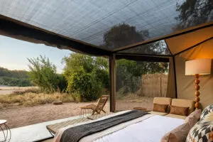 Kokoko Camp tents are built with mesh material walls for maximum views.