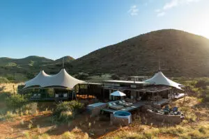 An exterior view of the Family Tent at Loapi. 