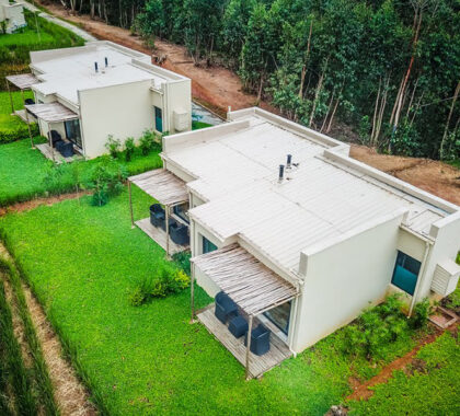 Aerial view of Mantadia Lodge. 