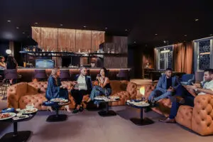 The bar area. 