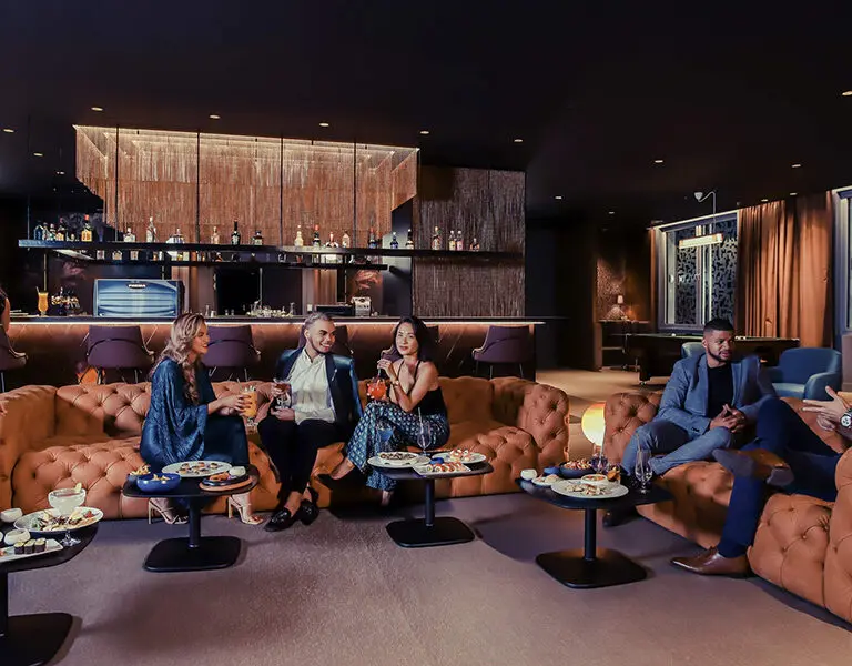The bar area. 