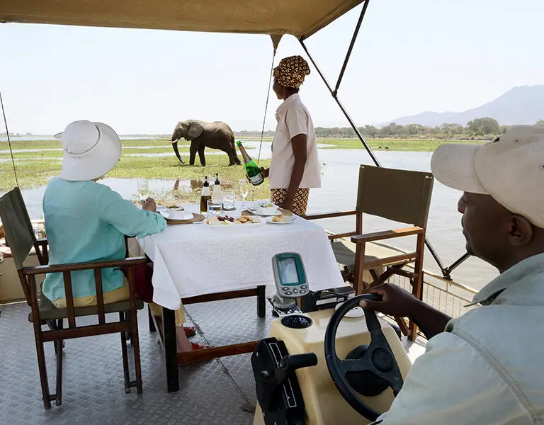 Boat-based safaris are the best way to experience the Zambezi. 