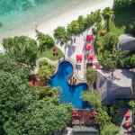 Aerial view of the restaurant at the resort. 