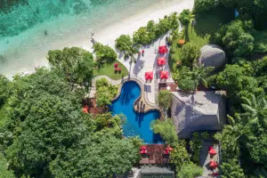 Aerial view of the restaurant at the resort. 