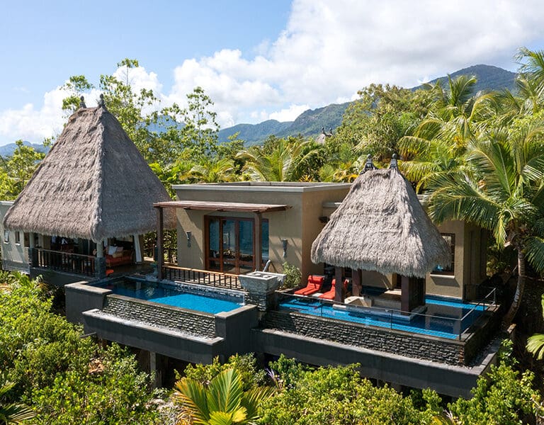 Exterior view of the beautiful villas. 