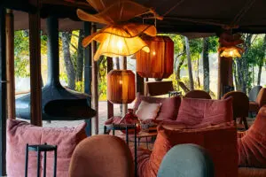 The lounge is fitted with a fireplace for cooler days and evenings.