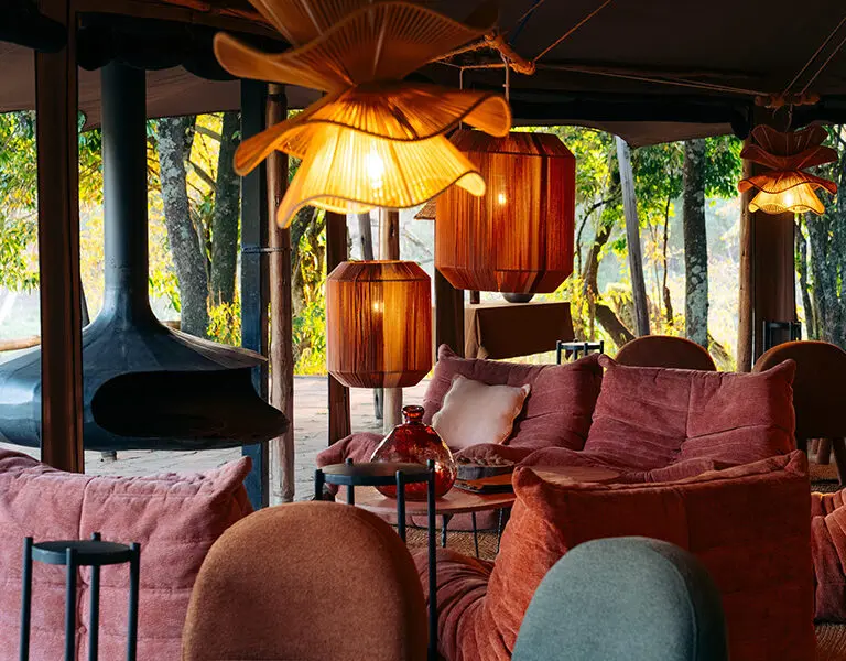 The lounge is fitted with a fireplace for cooler days and evenings.