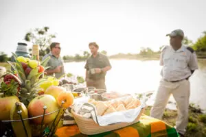 Sundowners and snacks after a game drive. 