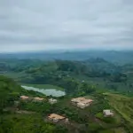An arial view of Kibale lodge shows the layout of the lodge. 
