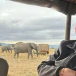 Watching the elephants in Kenya.