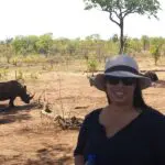 A rhino sighting in Mosi-oa-Tunya National Park.