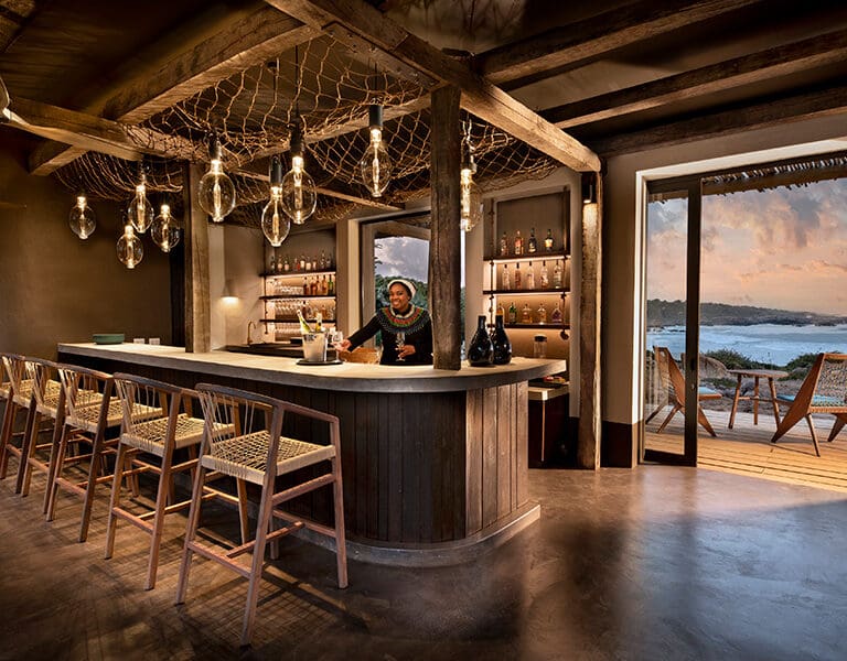 The remote location of the lodge doesn't hinder your access to South Africa's fine wines, with a well-stocked bar and wine cellar on site.