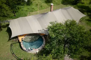 Aerial view of the main area. 
