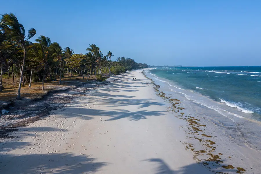 White sand and blue waters. 
