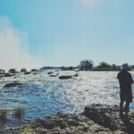 Steve en las cataratas Victoria. 