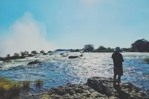 Steve en las cataratas Victoria. 