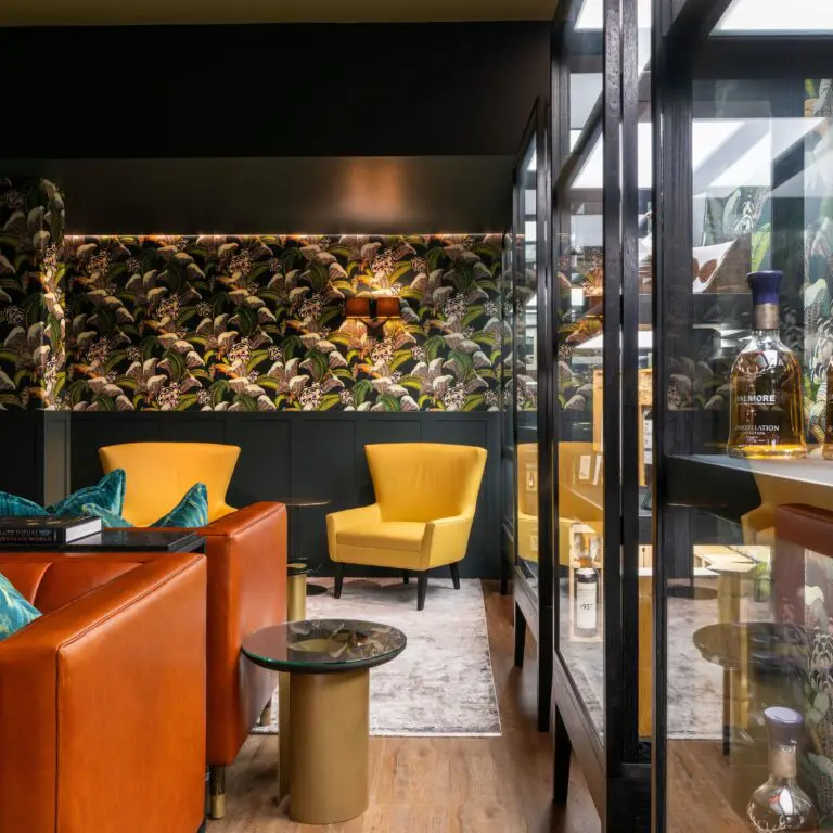 A leather-clad cigar lounge.