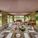 At lunch times, embrace the outdoors in a semi-open canvas tent. 