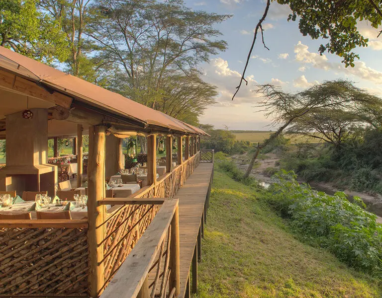 Basecamp Masai Mara's extensive deck and restaurant.