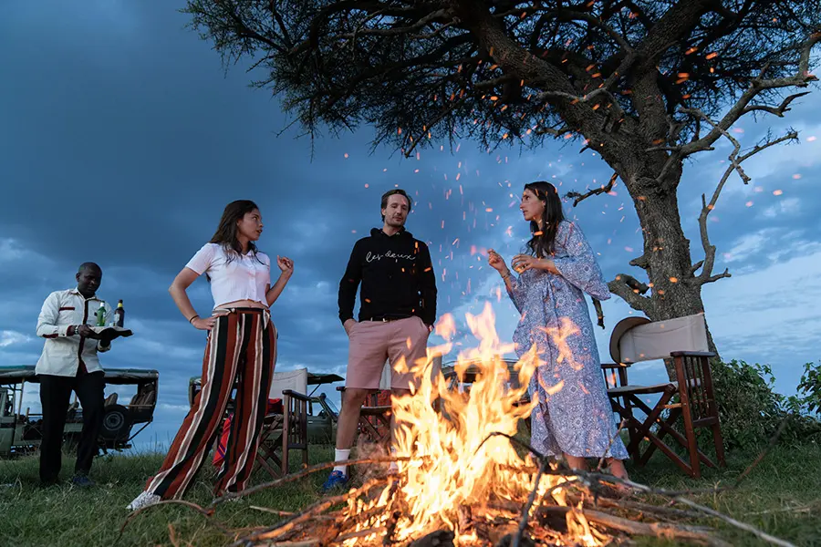 Gather around the firepit after your game drive to share encounters from the day.