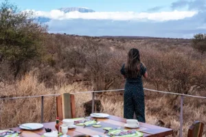 Sipping a coffee and enjoying the views of Kili | Elephant Gorge Camp