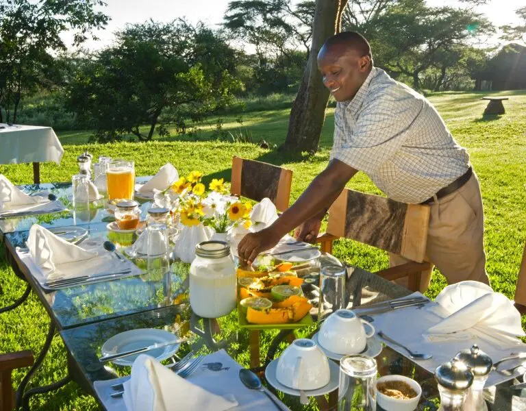 A tranquil breakfast is best enjoyed in the garden.