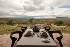 Private outdoor dining setting for a romantic date night.