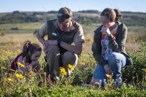A specialist guide taking kids on bush walks. 