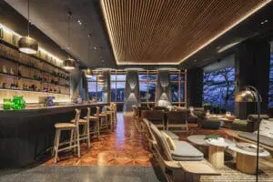 Grab a drink from the bar to enjoy on deck. 