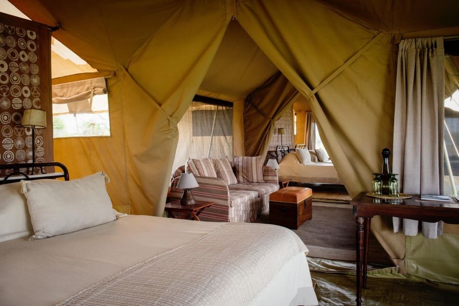 Adjoining suites create a spacious family tent. 