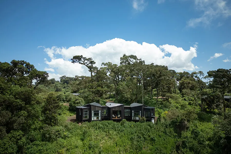 Lemala Osonjoi Lodge is nestled among lush greenery (rendered image).