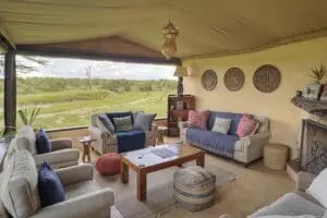 Ol Pejeta Bush Camp's lounge area. 