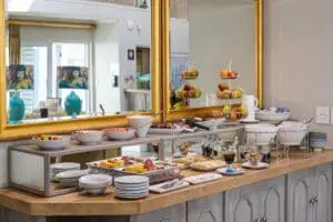 Tuck into the breakfast buffet.