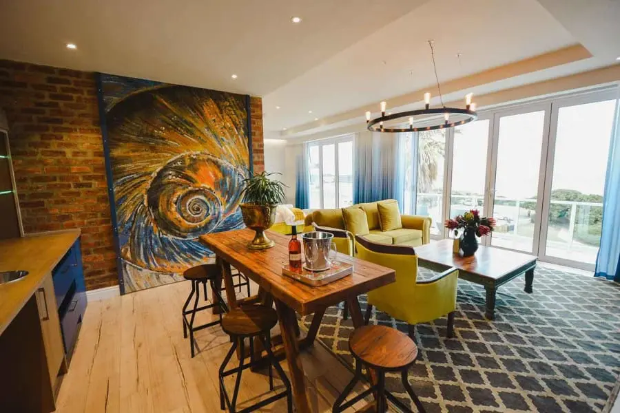 A spacious lounge and dining area is ideal for a private getaway.