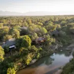 Aerial view of Karongwe River Safari Lodge. 