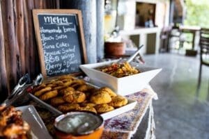 Buffet-style meals offer a variety of tasty dishes.