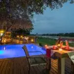 The pool deck offers panoramic views of the River Sands.