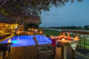 The pool deck offers panoramic views of the River Sands.