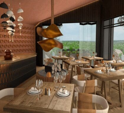Enjoy delicious meals amidst a stylish ambiance (rendered image).