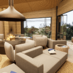 Move seamlessly between an indoor lounge and outdoor viewing deck (rendered image). 