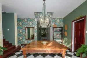 The guesthouse exudes an eclectic minimalist style.