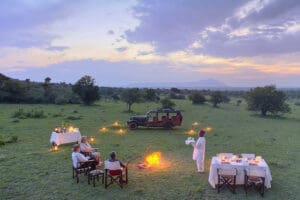 A bush dinner at Cottar's 1920 Camp, Masai Mara.