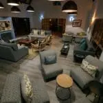 Relax in the lounge area after ordering a drink from the bar. 