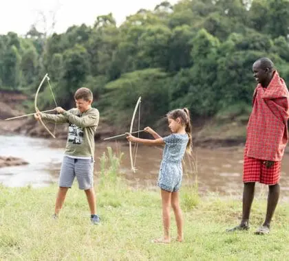 Governor's Camp is ideal for family safaris, and children can learn archery with Maasai warriors. 