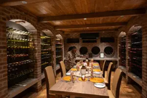A private cellar dinner setup. 