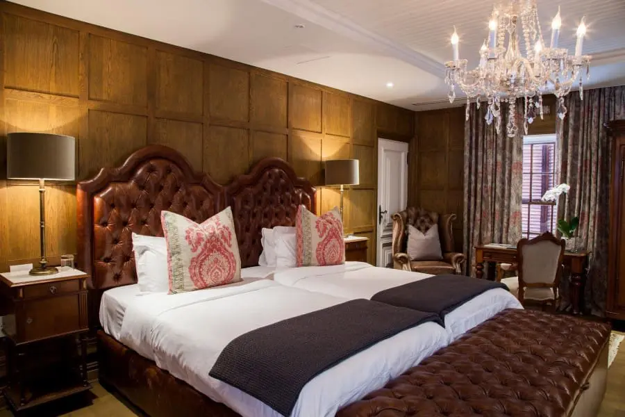 Rich mahogany wood accentuates create an old-world timelessness.